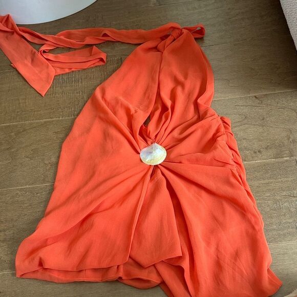 Peppermayo Exclusive - Eleanora Plunge Mini Dress - Orange - Picture 4 of 5